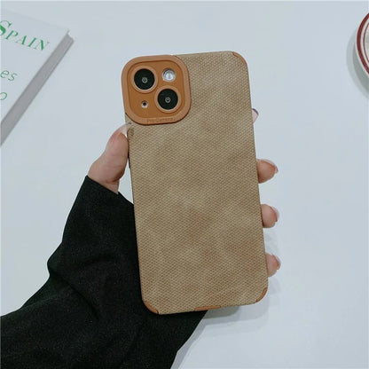 Morandi Style Cell Phone Cover for iPhone 13 Case TPU+PU Leather Shell