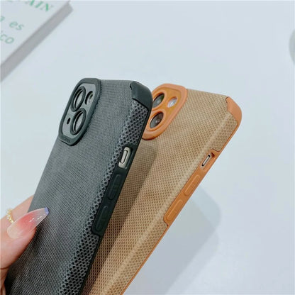 Morandi Style Cell Phone Cover for iPhone 13 Case TPU+PU Leather Shell