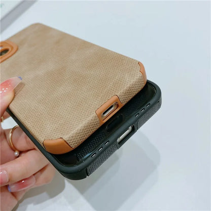 Morandi Style Cell Phone Cover for iPhone 13 Case TPU+PU Leather Shell