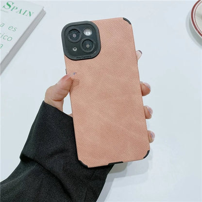 Morandi Style Cell Phone Cover for iPhone 13 Case TPU+PU Leather Shell
