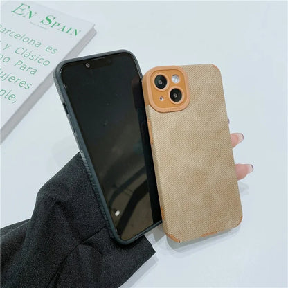 Morandi Style Cell Phone Cover for iPhone 13 Case TPU+PU Leather Shell