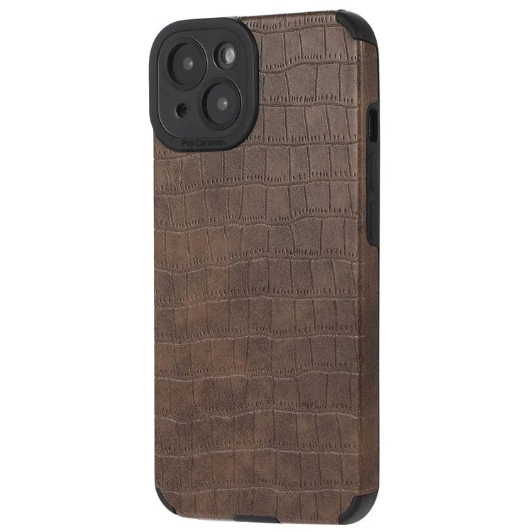 For iPhone 13 Case Slim-Fit Crocodile Texture PU Leather+TPU Phone Cover