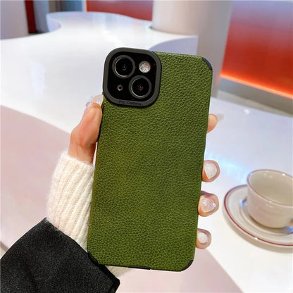 For iPhone 13 Case Anti-Scratch PU Leather + TPU Phone Back Cover