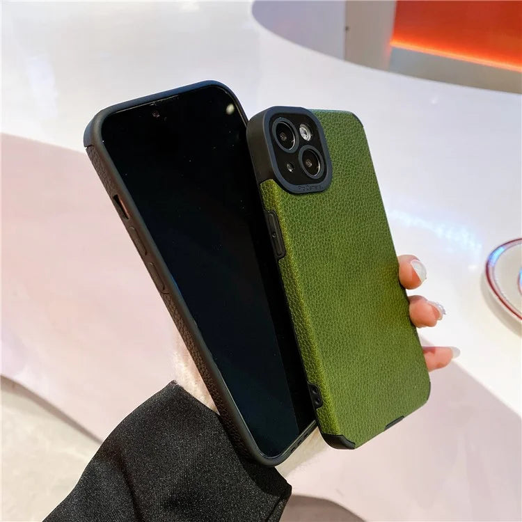 For iPhone 13 Case Anti-Scratch PU Leather + TPU Phone Back Cover