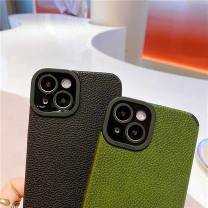 For iPhone 13 Case Anti-Scratch PU Leather + TPU Phone Back Cover