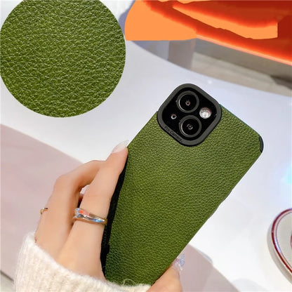 For iPhone 13 Case Anti-Scratch PU Leather + TPU Phone Back Cover