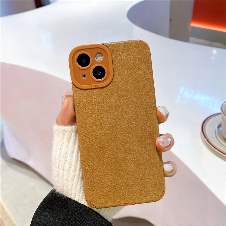 For iPhone 13 Case Anti-Scratch PU Leather + TPU Phone Back Cover