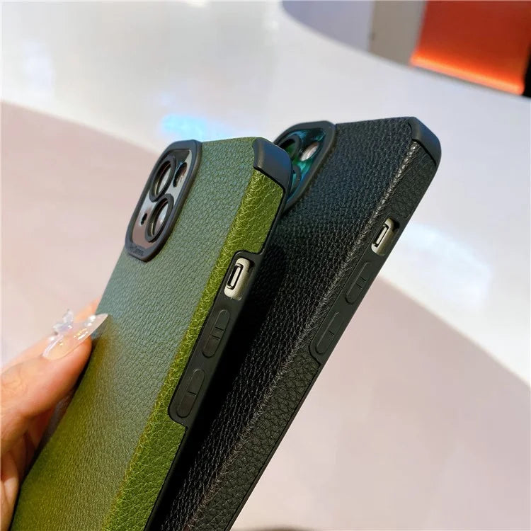 For iPhone 13 Case Anti-Scratch PU Leather + TPU Phone Back Cover
