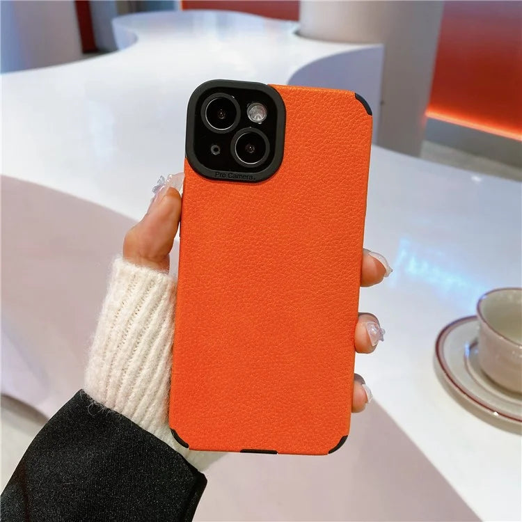 For iPhone 13 Case Anti-Scratch PU Leather + TPU Phone Back Cover