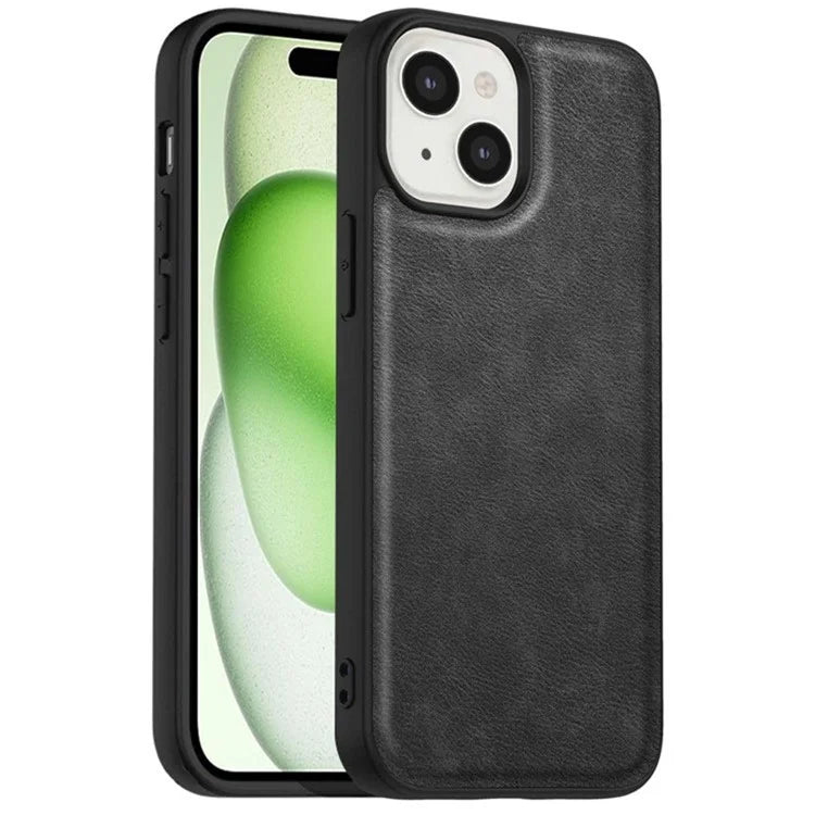 For iPhone 15 Plus Shockproof Case PU Leather+TPU+PC Phone Cover Retro Phone Shell