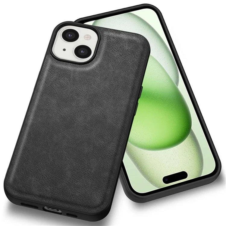 For iPhone 15 Plus Shockproof Case PU Leather+TPU+PC Phone Cover Retro Phone Shell