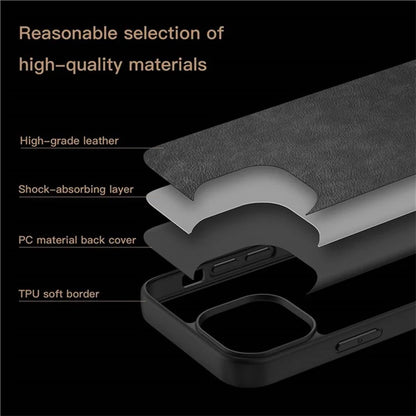 For iPhone 15 Plus Shockproof Case PU Leather+TPU+PC Phone Cover Retro Phone Shell