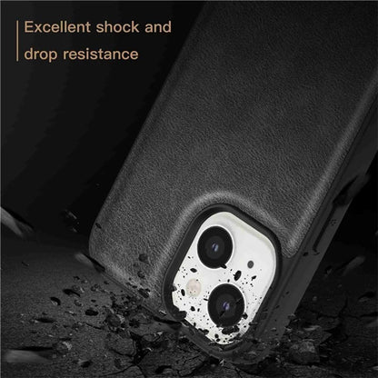 For iPhone 15 Plus Shockproof Case PU Leather+TPU+PC Phone Cover Retro Phone Shell