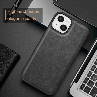 For iPhone 15 Plus Shockproof Case PU Leather+TPU+PC Phone Cover Retro Phone Shell