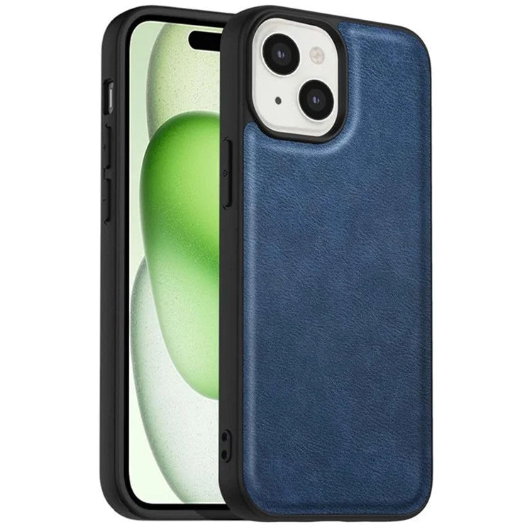 For iPhone 15 Plus Shockproof Case PU Leather+TPU+PC Phone Cover Retro Phone Shell