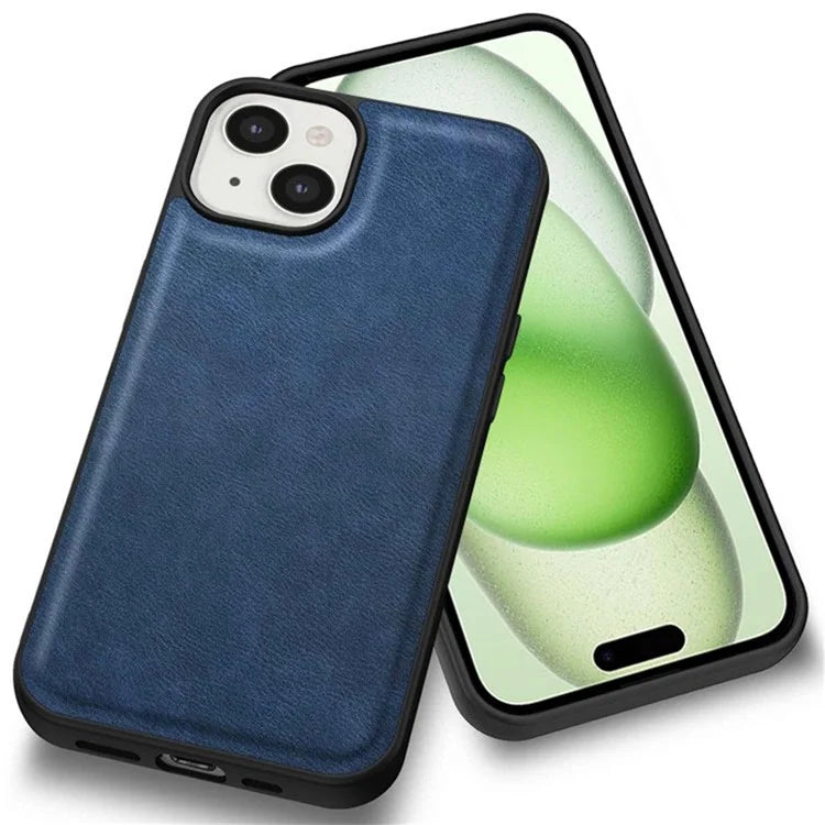 For iPhone 15 Plus Shockproof Case PU Leather+TPU+PC Phone Cover Retro Phone Shell