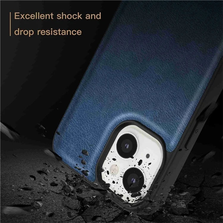 For iPhone 15 Plus Shockproof Case PU Leather+TPU+PC Phone Cover Retro Phone Shell