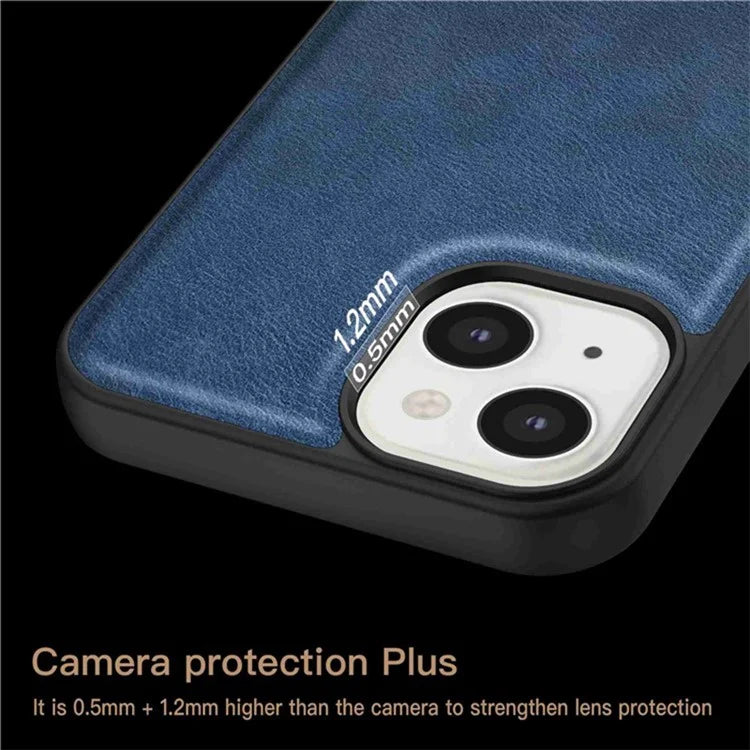 For iPhone 15 Plus Shockproof Case PU Leather+TPU+PC Phone Cover Retro Phone Shell