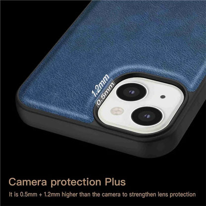 For iPhone 15 Plus Shockproof Case PU Leather+TPU+PC Phone Cover Retro Phone Shell