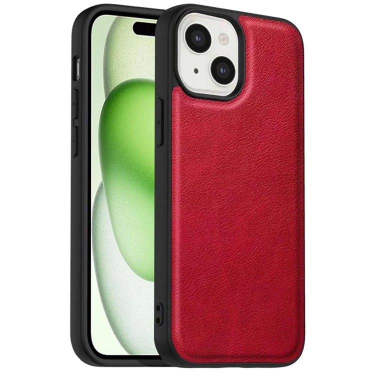 For iPhone 15 Plus Shockproof Case PU Leather+TPU+PC Phone Cover Retro Phone Shell