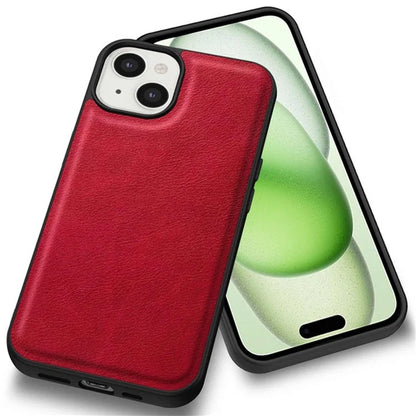 For iPhone 15 Plus Shockproof Case PU Leather+TPU+PC Phone Cover Retro Phone Shell