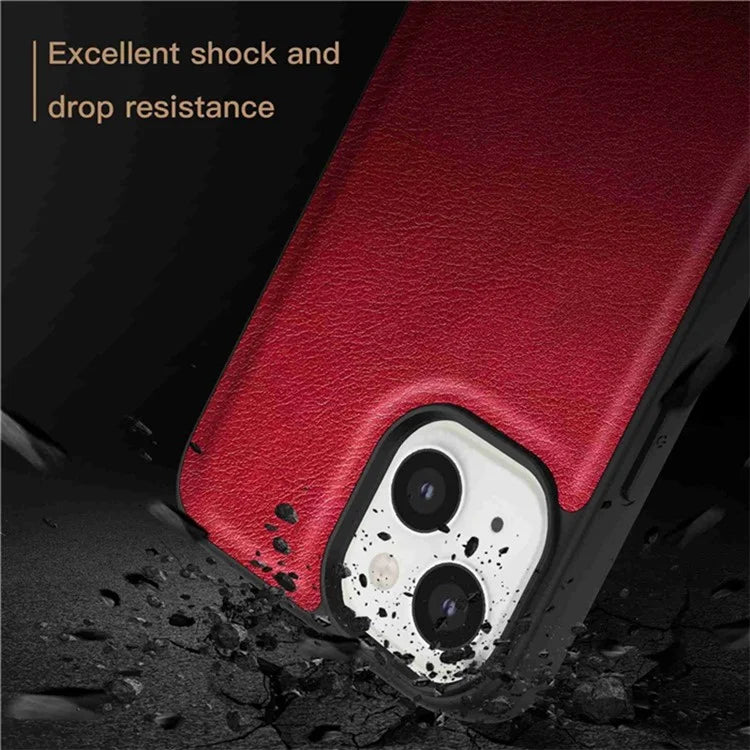 For iPhone 15 Plus Shockproof Case PU Leather+TPU+PC Phone Cover Retro Phone Shell