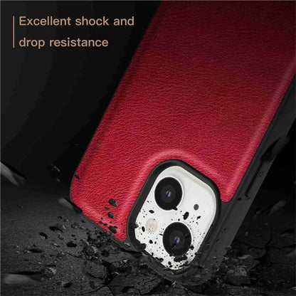 For iPhone 15 Plus Shockproof Case PU Leather+TPU+PC Phone Cover Retro Phone Shell