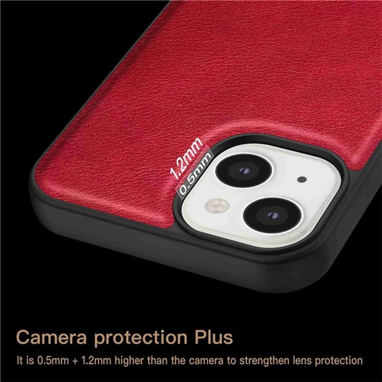 For iPhone 15 Plus Shockproof Case PU Leather+TPU+PC Phone Cover Retro Phone Shell
