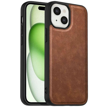 For iPhone 15 Plus Shockproof Case PU Leather+TPU+PC Phone Cover Retro Phone Shell