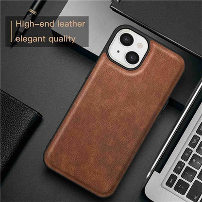 For iPhone 15 Plus Shockproof Case PU Leather+TPU+PC Phone Cover Retro Phone Shell