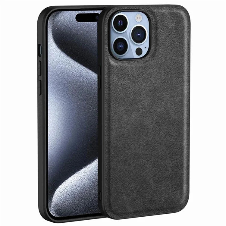 For iPhone 15 Pro Cell Phone Cover Retro PU Leather+TPU+PC Cell Phone Case
