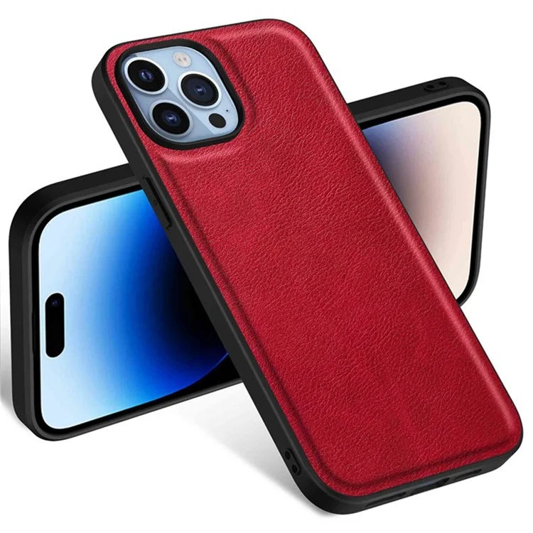 For iPhone 15 Pro Cell Phone Cover Retro PU Leather+TPU+PC Cell Phone Case