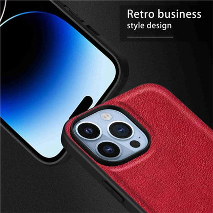For iPhone 15 Pro Cell Phone Cover Retro PU Leather+TPU+PC Cell Phone Case