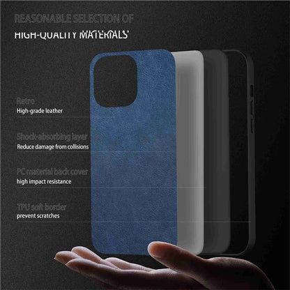 For iPhone 15 Pro Cell Phone Cover Retro PU Leather+TPU+PC Cell Phone Case