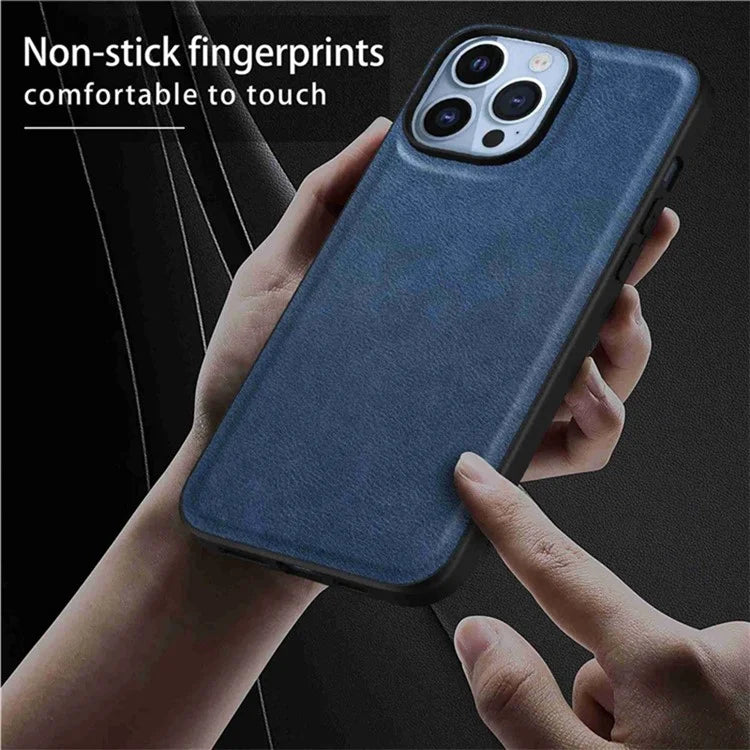 For iPhone 15 Pro Cell Phone Cover Retro PU Leather+TPU+PC Cell Phone Case