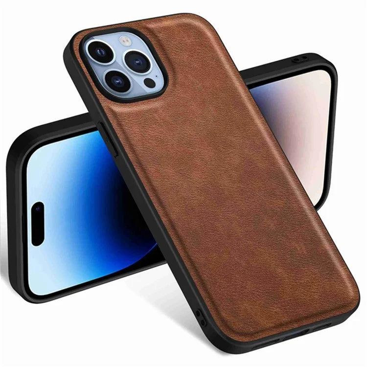 For iPhone 15 Pro Cell Phone Cover Retro PU Leather+TPU+PC Cell Phone Case