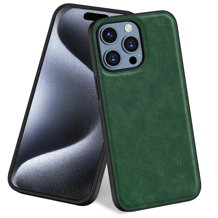 For iPhone 15 Pro Cell Phone Cover Retro PU Leather+TPU+PC Cell Phone Case