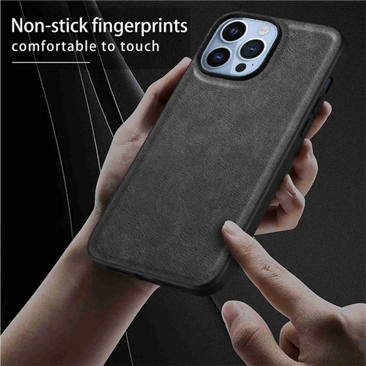 For iPhone 15 Pro Cell Phone Cover Retro PU Leather+TPU+PC Cell Phone Case