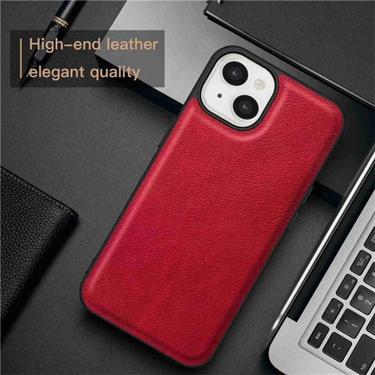 For iPhone 15 Slim-Fit Shell PU Leather+TPU+PC Phone Cover Retro Phone Case