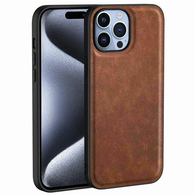 Phone Cover for iPhone 15 Pro Max Case PU Leather Coated TPU+PC Smartphone Shell