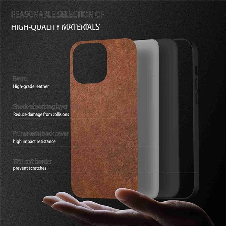 Phone Cover for iPhone 15 Pro Max Case PU Leather Coated TPU+PC Smartphone Shell