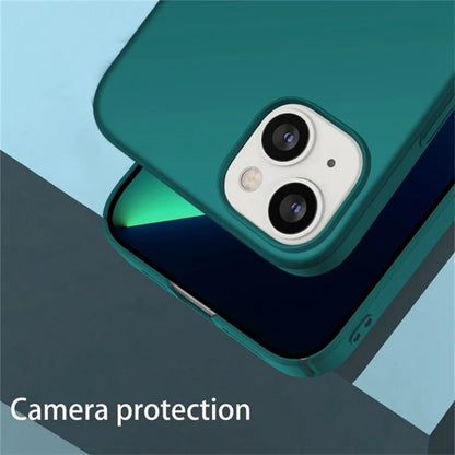 For iPhone 15 Plus Shockproof PC Case Solid Color Cell Phone Cover Shell