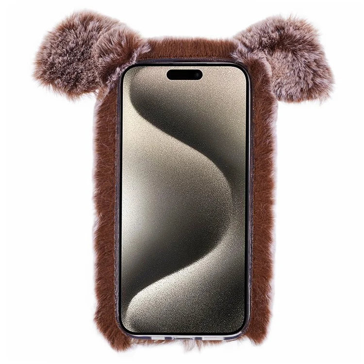 For iPhone 15 Pro Case Cute Pig Plush + TPU Shockproof Phone Cover