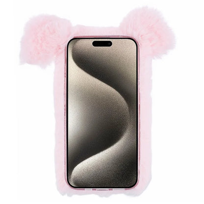 For iPhone 15 Pro Case Cute Pig Plush + TPU Shockproof Phone Cover