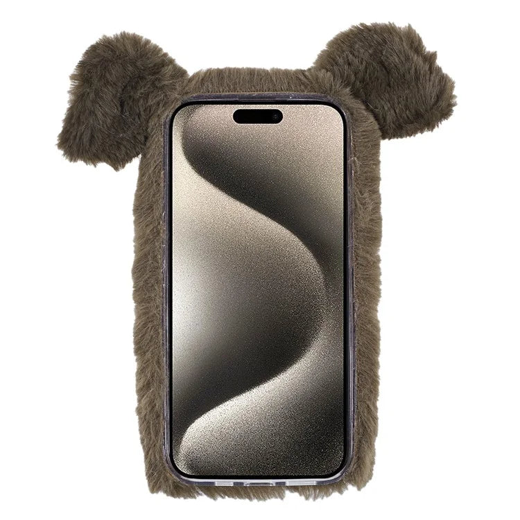 For iPhone 15 Pro Case Cute Pig Plush + TPU Shockproof Phone Cover