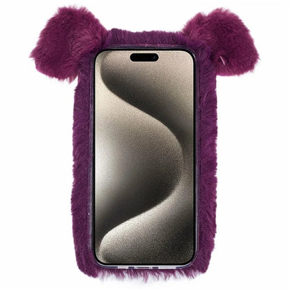 For iPhone 15 Pro Case Cute Pig Plush + TPU Shockproof Phone Cover