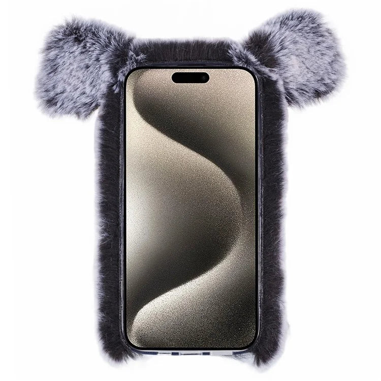 For iPhone 15 Pro Case Cute Pig Plush + TPU Shockproof Phone Cover