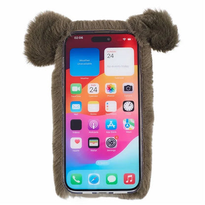 For iPhone 15 Case Cute Cartoon Pig Design Soft Plush + TPU Anti-scratch Phone Cover