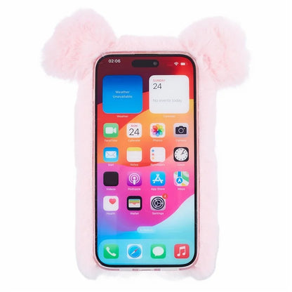 For iPhone 15 Case Cute Cartoon Pig Design Soft Plush + TPU Anti-scratch Phone Cover