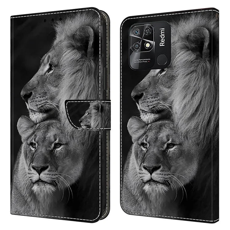 Pattern Printing Leather Case for Xiaomi Redmi 10C 4G Case Anti-Drop Wallet Phone Case